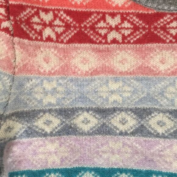 Beautiful Womens Rainbow Snowflake stripe winter Lambswool blend sweater The Gap - Picture 4 of 6